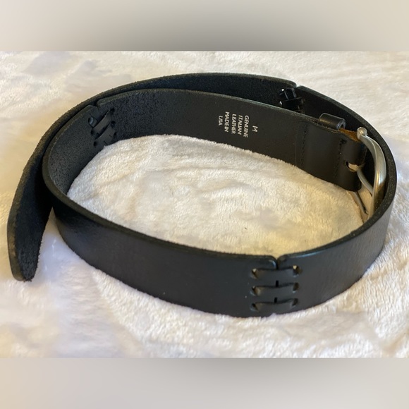100% Italian Leather Vintage Express Brand Black Belt Size M - Picture 3 of 5